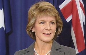 Australian Foreign minister Julie Bishop said that a year ago the Falkland Islanders voted overwhelmingly to remain a British Territory 