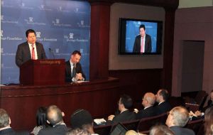 Picardo and Garcia at the Heritage Foundation where the talked about the strategic importance of Gibraltar  