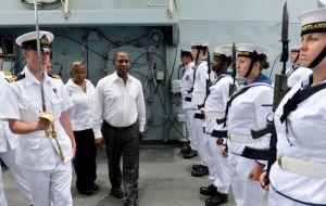The vessel hosted a visit from PM Dr. Gabriel Costa and several ministers 