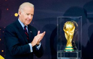The Vice-president with the World Cup at the State Department 
