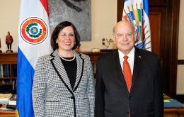 Permanent Representative of Paraguay, Elisa Ruiz Díaz with OAS Secretary General José Miguel Insulza