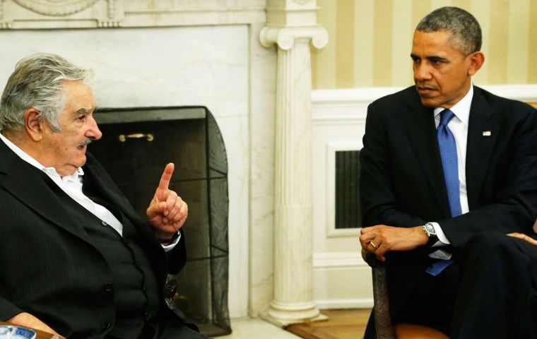 Mujica with Obama at the White House during last month's visit to Washington 