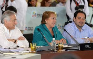 Bachelet addressing at the Alliance summit 