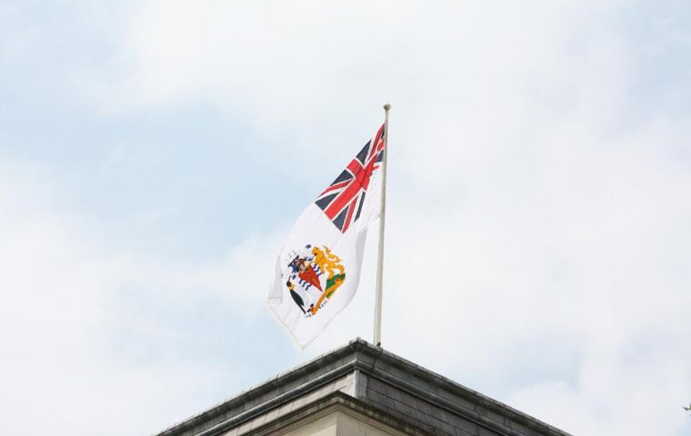 The flag flying above the Foreign Office in London