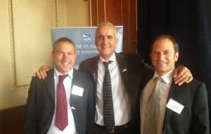 Brothers Pete and Ben Kibel with Ben Sullivan (centre) at a recent launch of the Hookpod in London