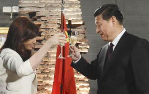 Xi Jinping and Cristina Fernandez during the Chinese leader's visit to Buenos Aires last July 