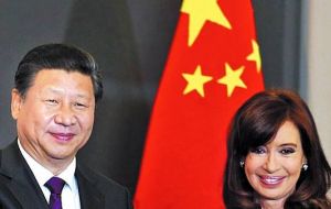 President Cristina Fernandez and Xi Jinping during last July's summit in Buenos Aires