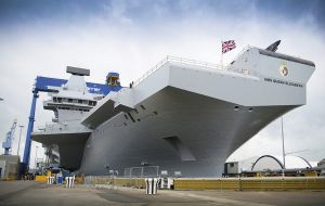 The first of class, Queen Elizabeth, was launched on July 4 and is now being fitted out ahead of commissioning in 2017 