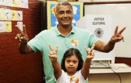 Romario went to vote with his daughter Ivy, who suffers from Down syndrome and has been one of the motives for his involvement in politics 