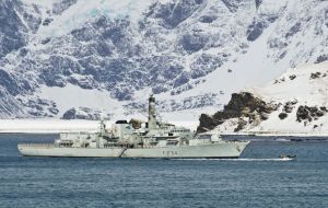 Frigate HMS Iron Duke will be patrolling the area including a call at the Falklands  