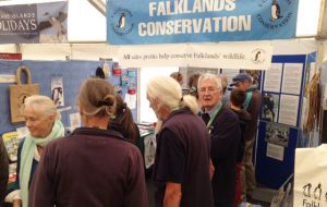 The Falklands' stand at the Bird Fair always busy