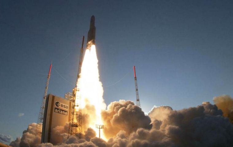 The launching took place in French Guiana base Kourou on an Arianne 5 rocket 