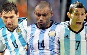 Messi, Mascherano who play for Barcelona and Manchester United Angel di María are in the list  
