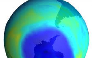 Scientists are working to determine if the ozone hole trend over the last decade is a result of temperature increases or chorine declines.
