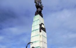 The Falklands battle monument in Stanley 