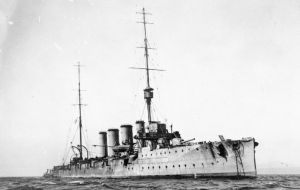 HMS Glasgow commanded by Captain John Luce which took part in both battles and in the search for Dresden.
