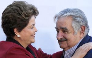 Rousseff and Mujica have got along very which has facilitated relations between the two neighboring countries 