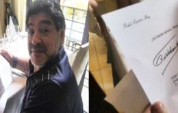 The Telesur station website posted a picture of Maradona, who had recently visited Cuba, reading a letter with the 88-year-old Castro's signature.