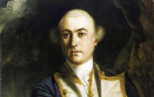 Vice Admiral John Byron claimed the Falklands for Britain in 21/23 January 1765