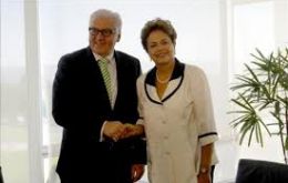 President Rousseff and minister Steinmeier after their meeting in Brasilia