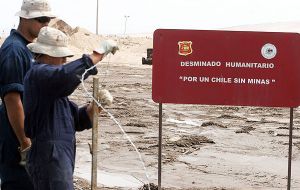 Chile has eliminated 50% of 181.814 mines planted, and expects to be declared free of mines by 2020. For these tasks Chile has a 200 strong force of experts.