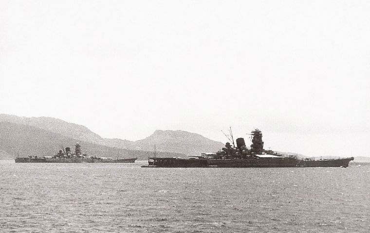Musashi and its sister vessel, Yamato, were two of the largest battleships ever built. US warplanes sank the Musashi on 24 Oct 1944 at the Battle of Leyte Gulf
