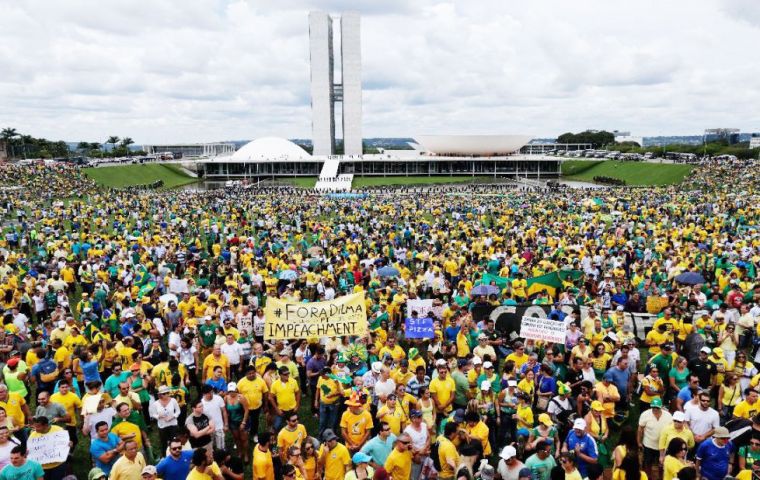 Sunday-s larger than expected demonstrations promise to embolden opposition parties and restive allies who are nominally part of Rousseff's ruling coalition