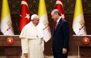 Recalling the pope’s visit to Turkey in 2014, the president said he thought the pope was “a different politician.” “I don’t say a religious functionary,” he added.