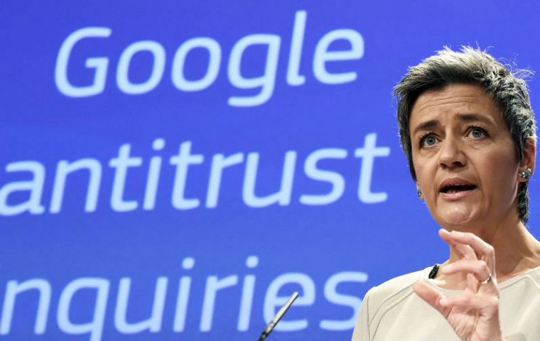 “I am concerned that the company has given an unfair advantage to its own comparison shopping service, in breach of EU antitrust rules,” said Vestager