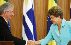 Tabare Vazquez recently agreed with Brazil's Dilma Rousseff on a common approach to talks with EU, including a possible 'two-speeds' option 