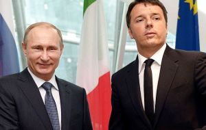 Putin began his visit in Milan, where he toured Russia’s exhibition at Expo Milano 2015, the world’s fair, and also met with Prime Minister Matteo Renzi.