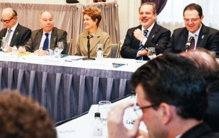 Rousseff, who arrived Saturday, kicked off her US visit by meeting Sunday in New York with a group of about 20 Brazilian business leaders.