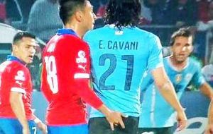 The controversial incident between Chile'a Jara and Uruguay's striker Edison Cavani 