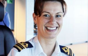 Kate McCue, 37, has been elevated to the position of Captain based on her 15 years of experience and leadership in the maritime industry. 
