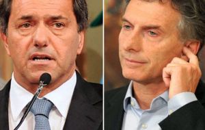 Buenos Aires governor Scioli and his running mate have 38% of vote intentions. Macri and Gabriel Michetti, of the Cambiemos coalition, 26.6%. 