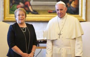 “Bachelet travelled to the Vatican and came back very disappointed because we informed the pope in depth of the situation” said Morales 
