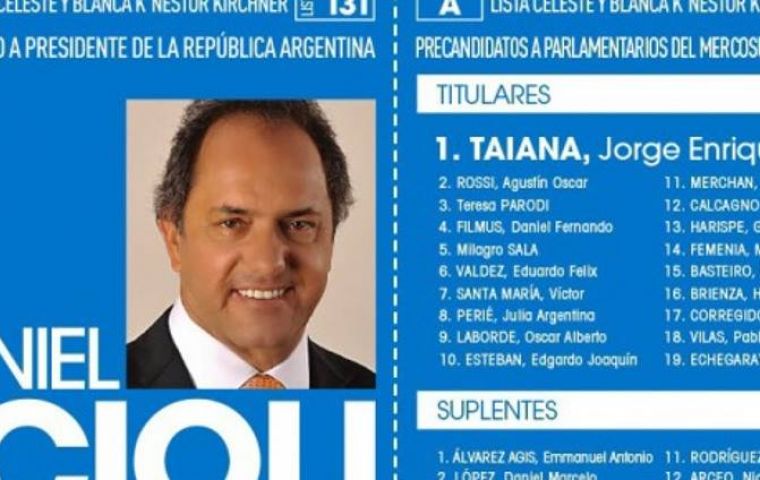 Filmus figured in the fourth place of the Victory Front list, behind Jorge Taiana and current ministers of Culture, Teresa Parodi and Defense, Agustin Rossi.
