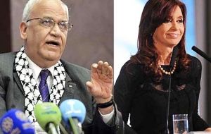 Erekat, who travelled specifically to Argentina to give president Cristina Fernandez, the Palestinian state’s highest recognition — the Star of Palestine.