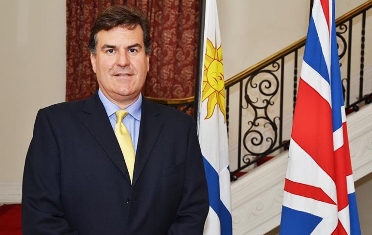 Ambassador Ben Lyster-Binns during the announcement ceremony at the British embassy 