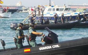 In the latest provocative incident the crew of a Spanish customs ship actually fired shots and threw bricks at a British-Gibraltarian fishing cruise.