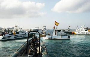 Spain has acknowledged that shots were fired but insists that its officers were acting lawfully in waters considered Spanish by Madrid. (Pic Reuters)