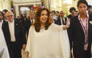 Cristina Fernandez told reporters that she supported Cuba's efforts to end the U.S. economic embargo and considered it “a great honor” to attend the Mass