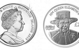 South Georgia & South Sandwich Islands: The portrait of the Queen is from 2011 during the wedding of the Duke and Duchess of Cambridge. 