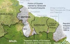 Venezuela has been laying claim to the vast mineral-rich area of jungle west of the Essequibo River, which accounts for about 40% of Guyana’s territory.