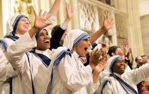 Priests and sisters erupted in applause when Francis told nuns that he wanted to thank them for their strength, spirit and courage 