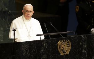 At the UN, Francis lamented that conflicts are raging elsewhere and that Christians and religious minorities, in particular, are being targeted. 