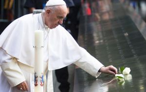 Francis said he was moved by the site of the former World Trade Center’s twin towers and by meeting relatives of some of the nearly 3,000 victims.