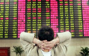 The Shanghai Composite was down 1.1% at 3,065.38, while Hong Kong's Hang Seng index was down 3.2% at 20,504.23. The market was closed on Monday.