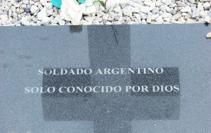 The Argentine memorial in Darwin holds the remains of many unidentified soldiers 