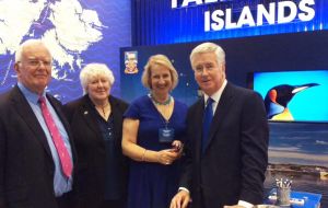 Secretary of Defense Michael Fallon next to MLA Roger Edwards, MLS Jan Cheek and FIGO representative Sukey Cameron, in Manchester  